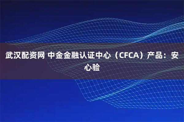 武汉配资网 中金金融认证中心（CFCA）产品：安心验