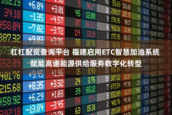 杠杠配资查询平台 福建启用ETC智慧加油系统 赋能高速能源供给服务数字化转型